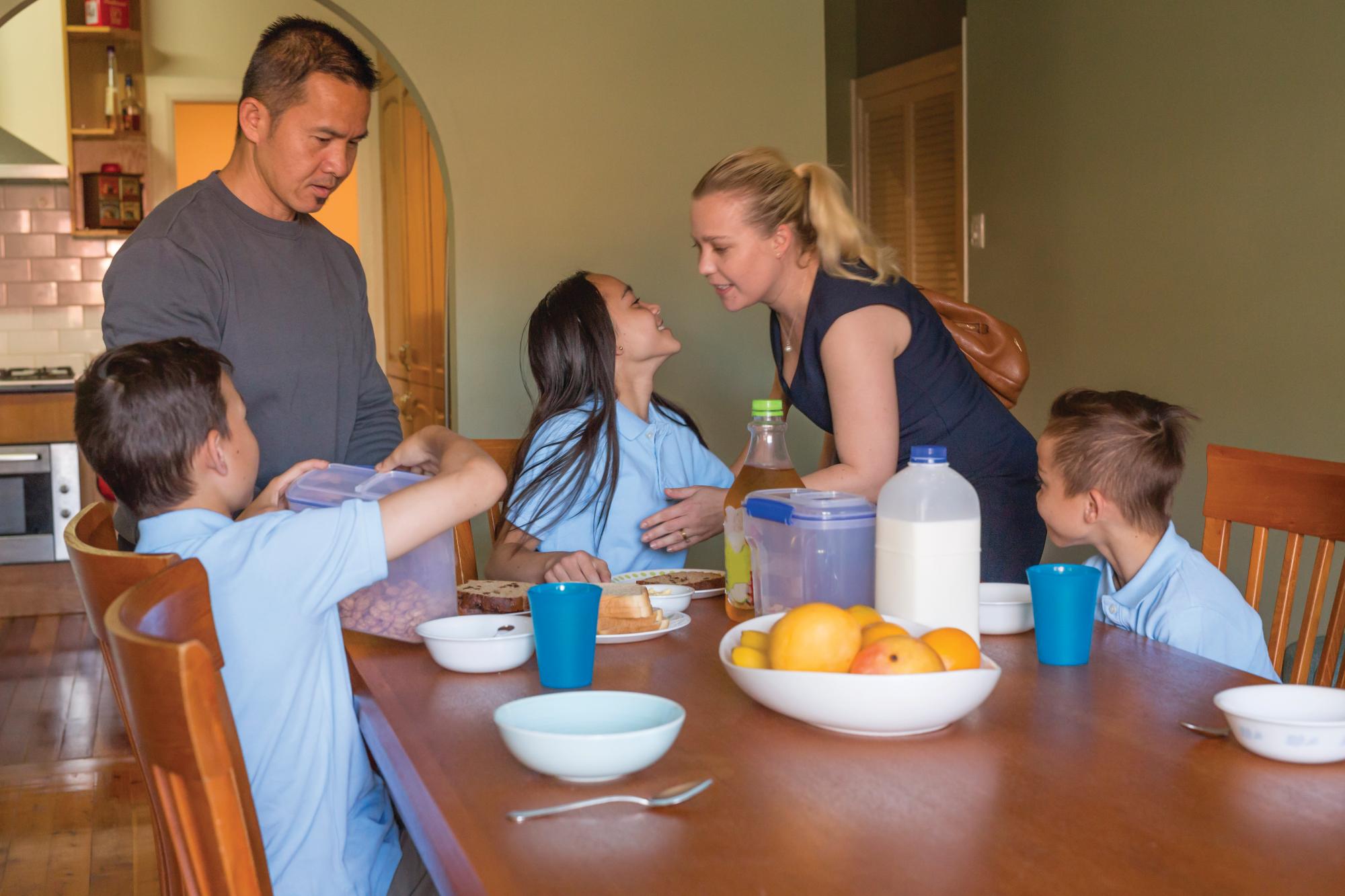 Family having breakfast