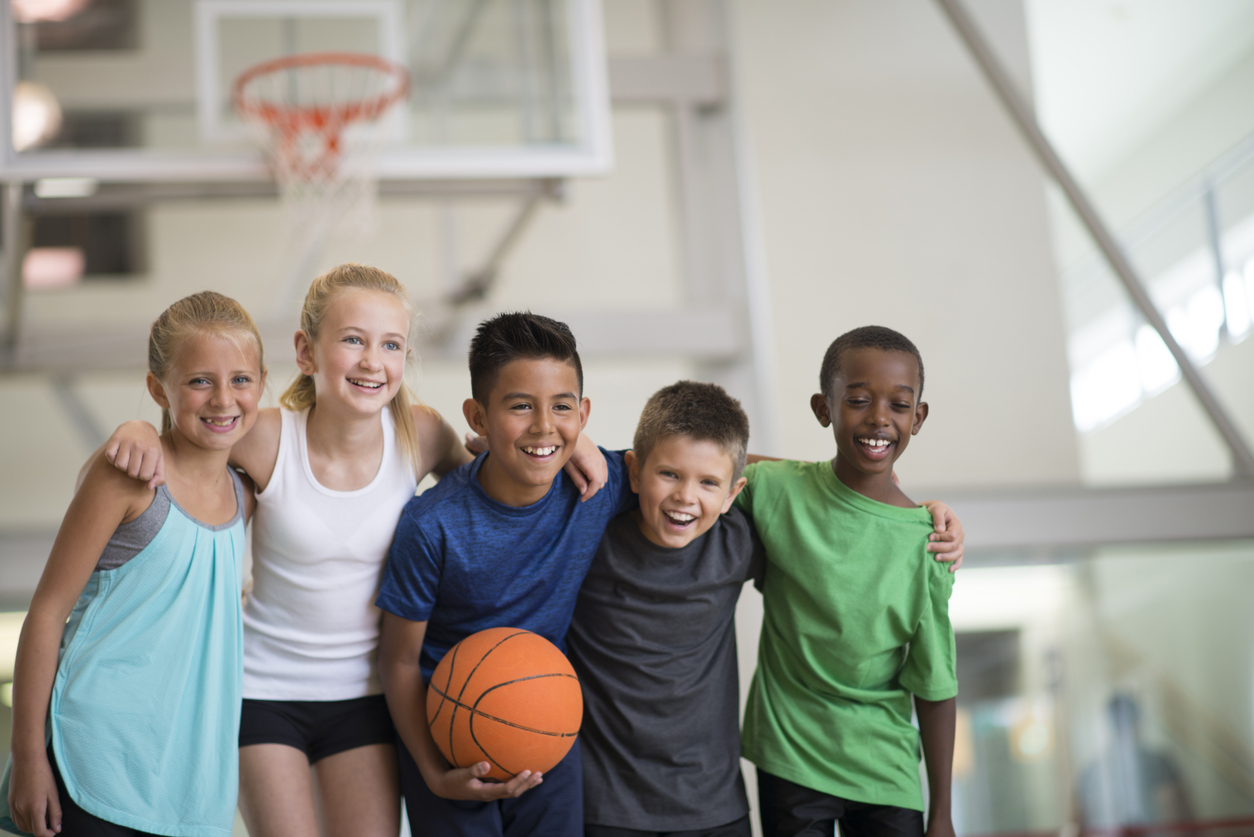 Group of children with basketball